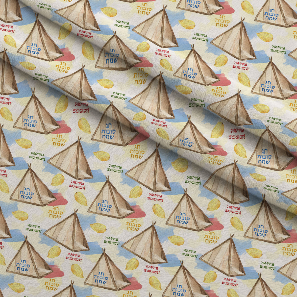 Lulav and Etrog Pattern 16 Minky Fabric — plush minky folded close-up preview (mv-minky-v1:lying)