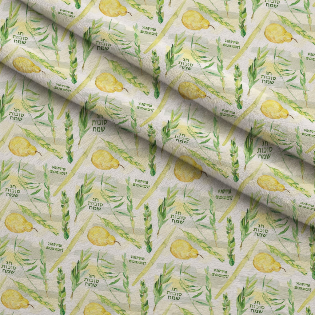 Lulav and Etrog Pattern 2 Minky Fabric — plush minky folded close-up preview (mv-minky-v1:lying)