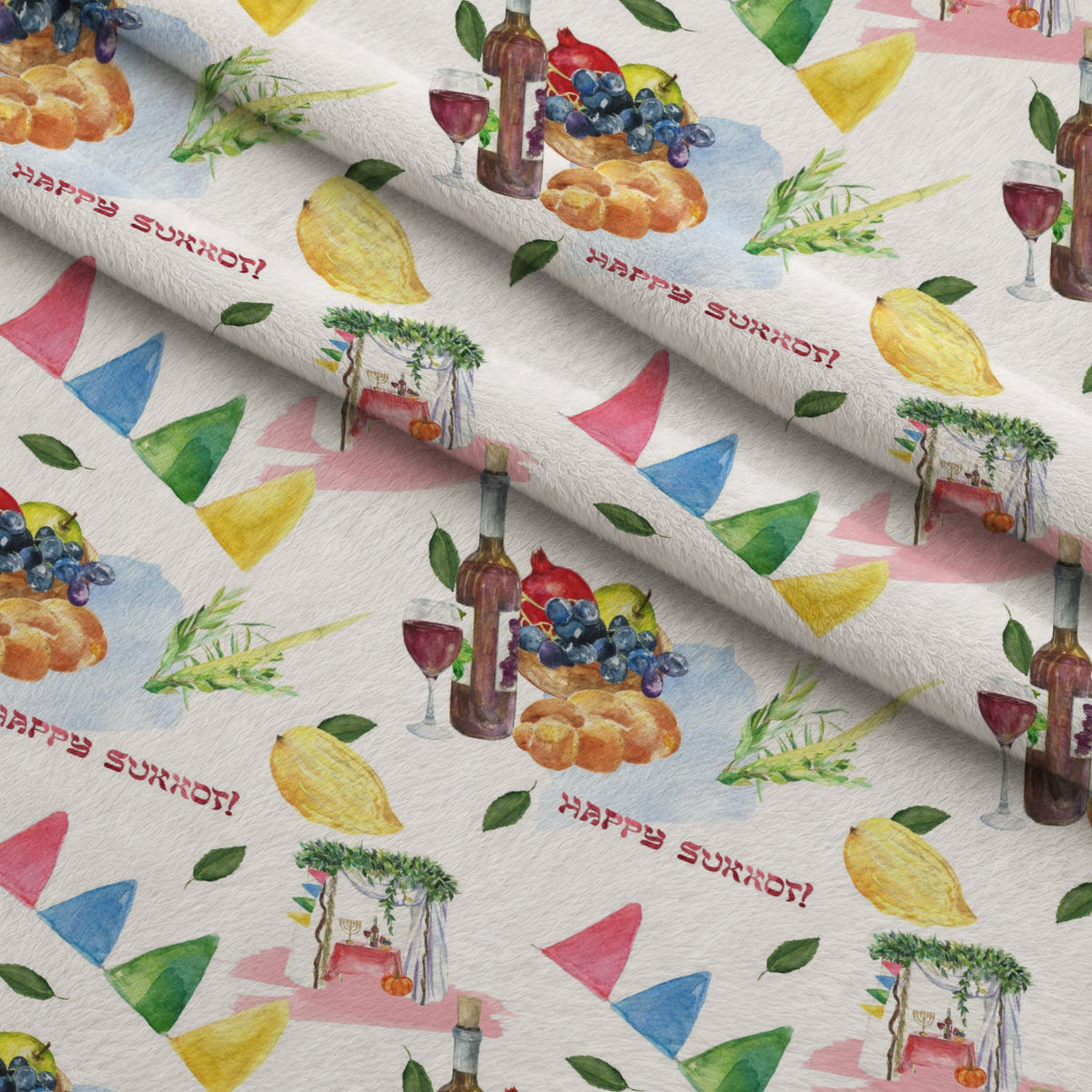 Lulav and Etrog Pattern 3 Minky Fabric — plush minky folded close-up preview (mv-minky-v1:lying)