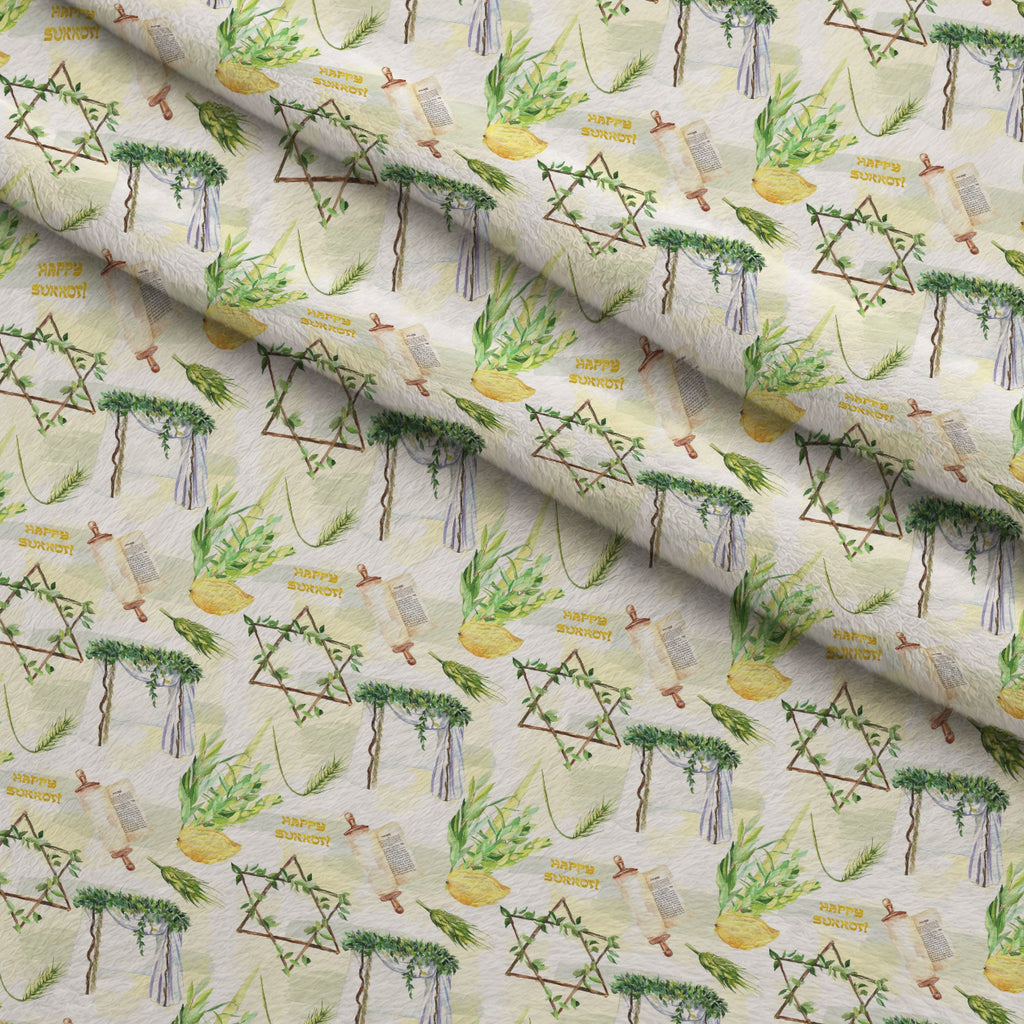 Lulav and Etrog Pattern 4 Minky Fabric — plush minky folded close-up preview (mv-minky-v1:lying)