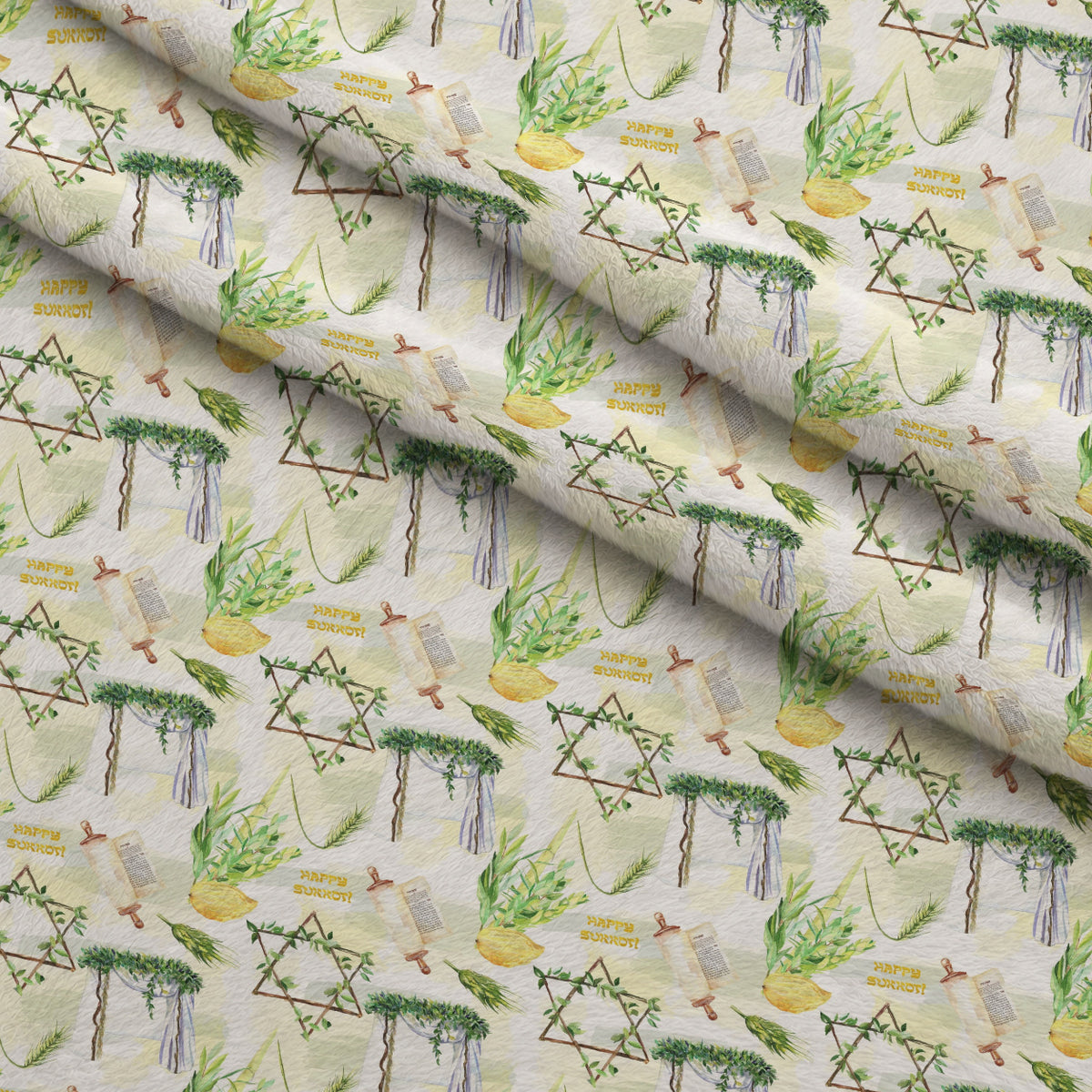 Lulav and Etrog Pattern 4 Minky Fabric — plush minky folded close-up preview (mv-minky-v1:lying)