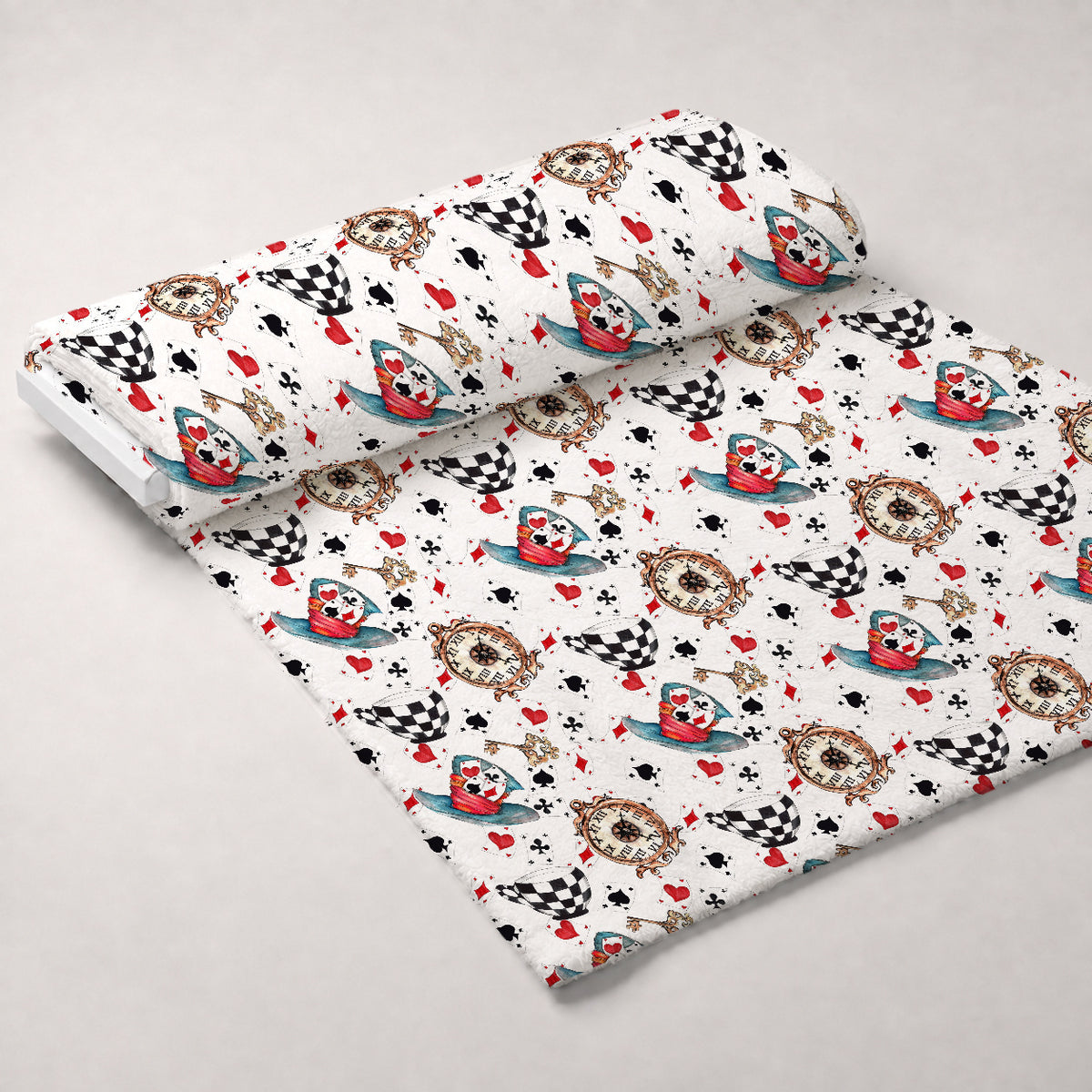 Mad Hatter Harlequin Pattern 2 Minky Fabric — plush minky unrolled bolt preview (mv-minky-v1:bolt)