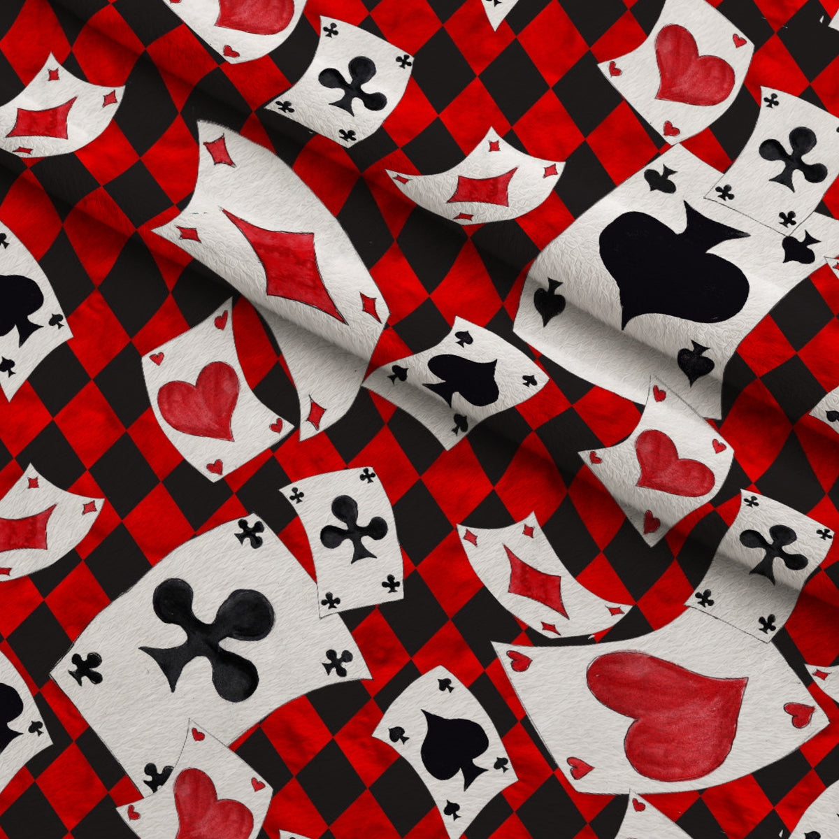 Mad Hatter Harlequin Pattern 3 Minky Fabric — plush minky folded close-up preview (mv-minky-v1:lying)