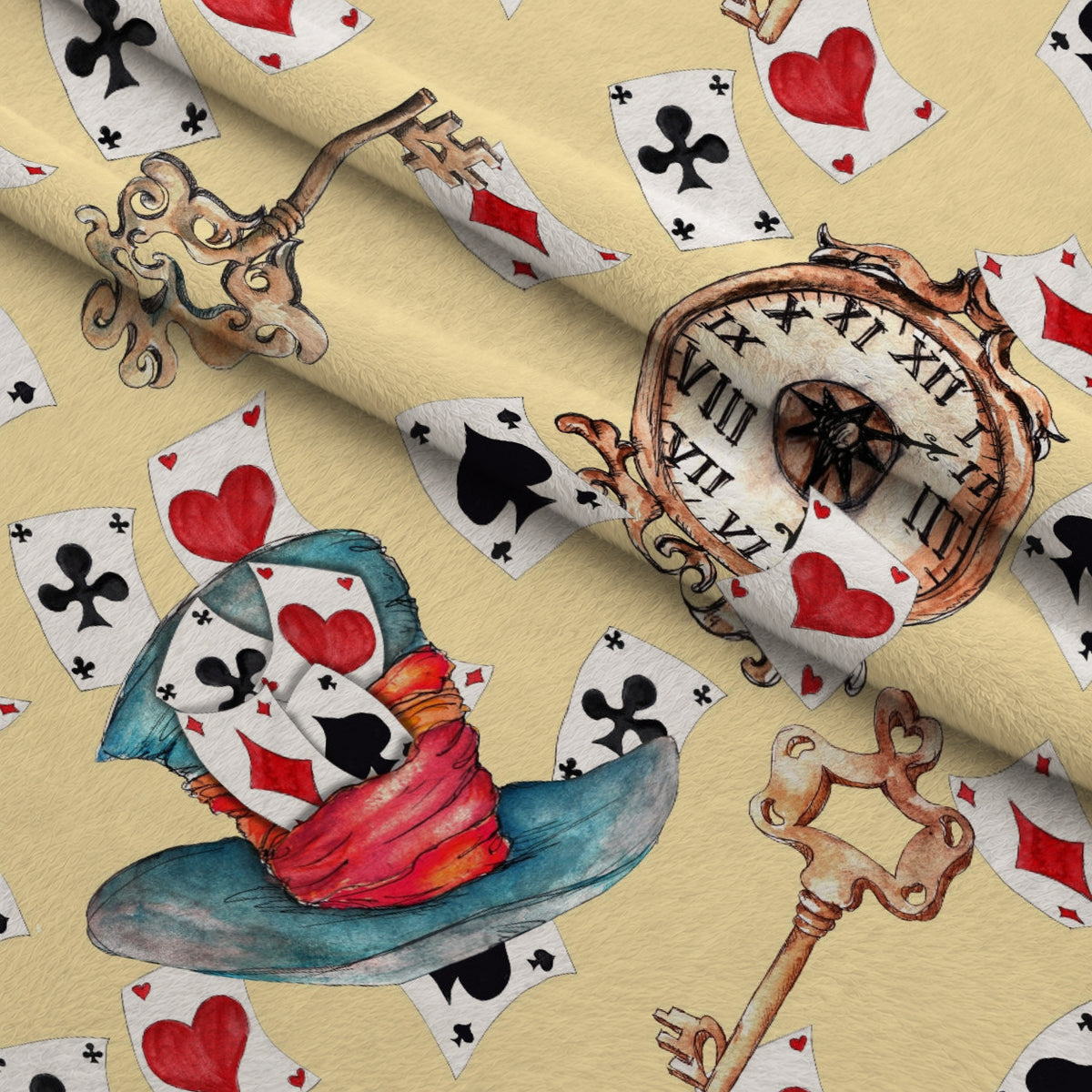 Mad Hatter Harlequin Pattern 9 Minky Fabric — plush minky folded close-up preview (mv-minky-v1:lying)