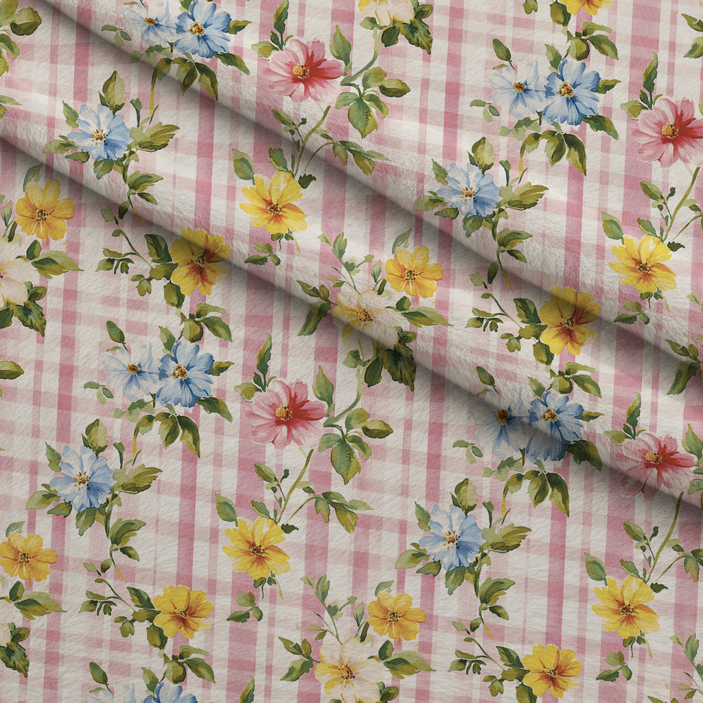 Meadow Garden Gingham Pattern 2 Minky Fabric — plush minky folded close-up preview (mv-minky-v1:lying)