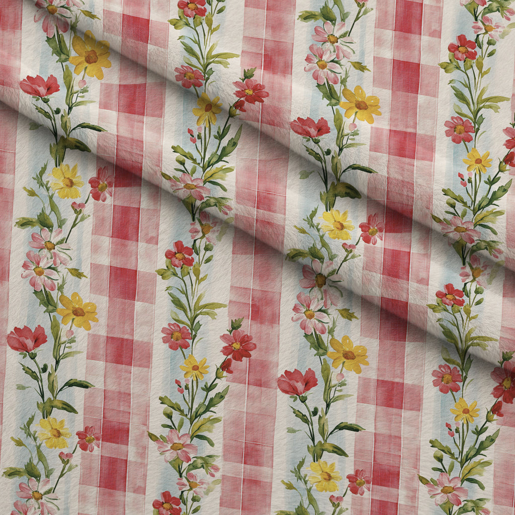Meadow Garden Gingham Pattern 4 Minky Fabric — plush minky folded close-up preview (mv-minky-v1:lying)