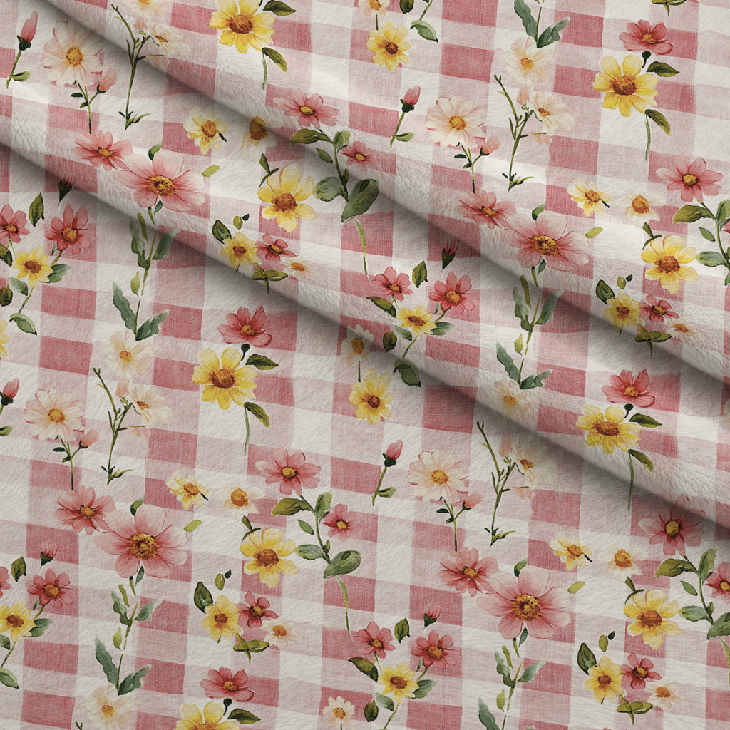 Meadow Garden Gingham Pattern 5 Minky Fabric — plush minky folded close-up preview (mv-minky-v1:lying)