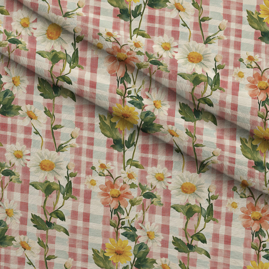 Meadow Garden Gingham Pattern 7 Minky Fabric — plush minky folded close-up preview (mv-minky-v1:lying)