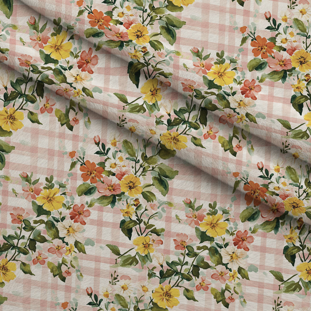 Meadow Garden Gingham Pattern 8 Minky Fabric — plush minky folded close-up preview (mv-minky-v1:lying)