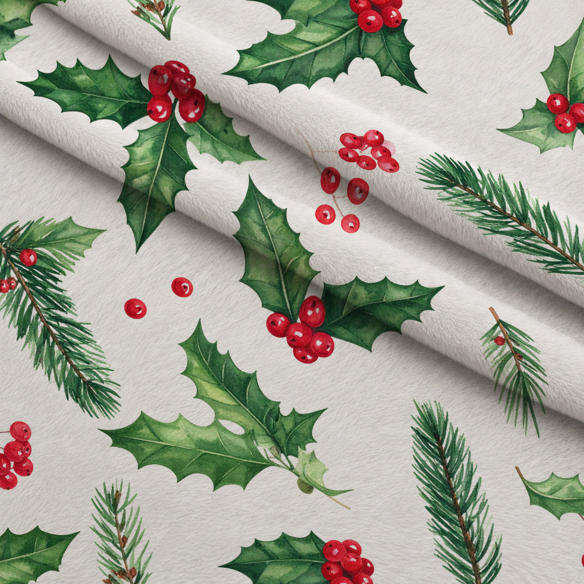 Merry Mistletoe Glow Pattern 6 Minky Fabric — plush minky folded close-up preview (mv-minky-v1:lying)