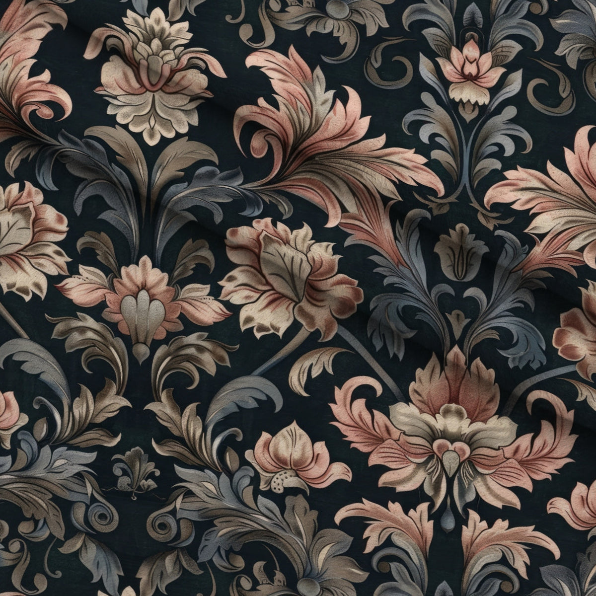 Midnight Filigree Pattern 9 Minky Fabric — plush minky folded close-up preview (mv-minky-v1:lying)