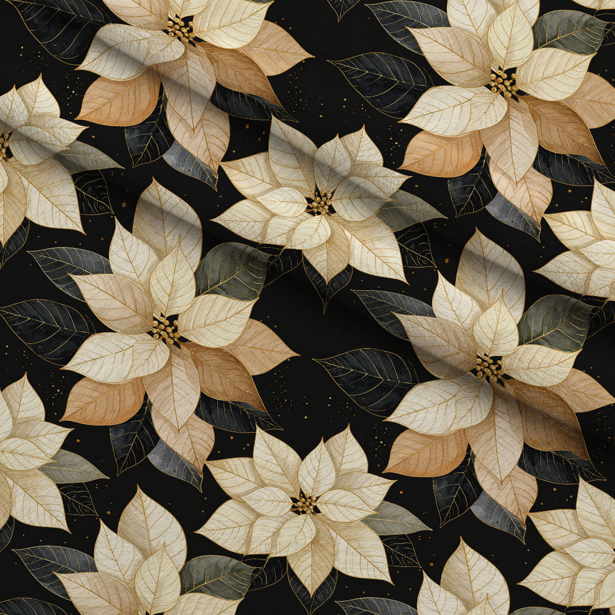 Midnight Gilded Noel Pattern 1 Minky Fabric — plush minky folded close-up preview (mv-minky-v1:lying)