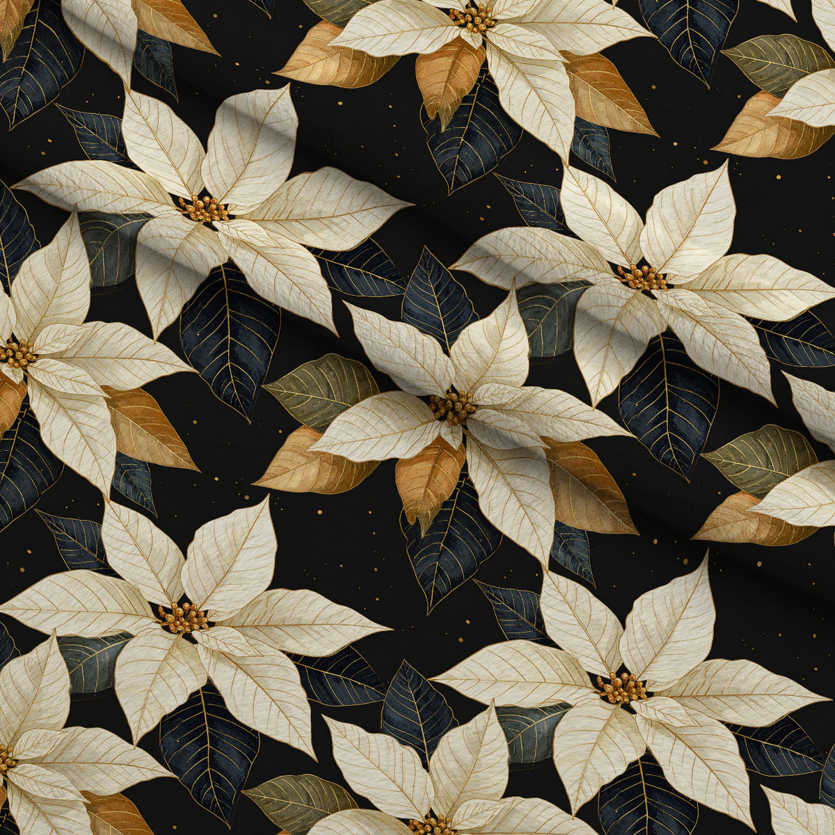 Midnight Gilded Noel Pattern 2 Minky Fabric — plush minky folded close-up preview (mv-minky-v1:lying)