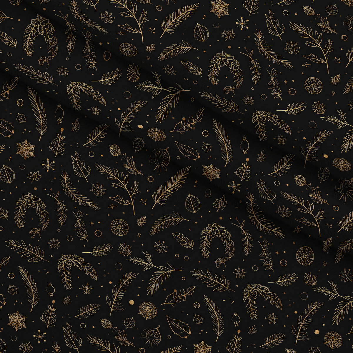Midnight Gilded Noel Pattern 27 Minky Fabric — plush minky folded close-up preview (mv-minky-v1:lying)