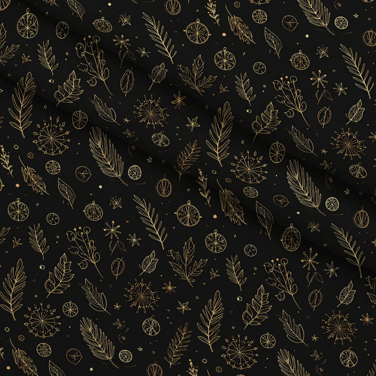 Midnight Gilded Noel Pattern 28 Minky Fabric — plush minky folded close-up preview (mv-minky-v1:lying)