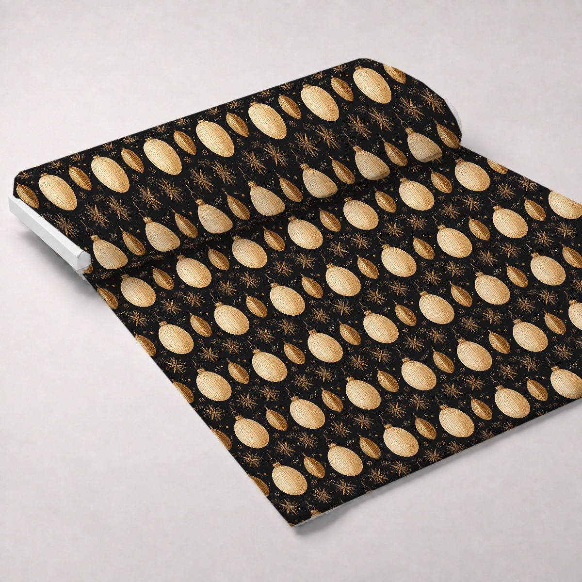 Midnight Gilded Noel Pattern 8 Minky Fabric — plush minky unrolled bolt preview (mv-minky-v1:bolt)