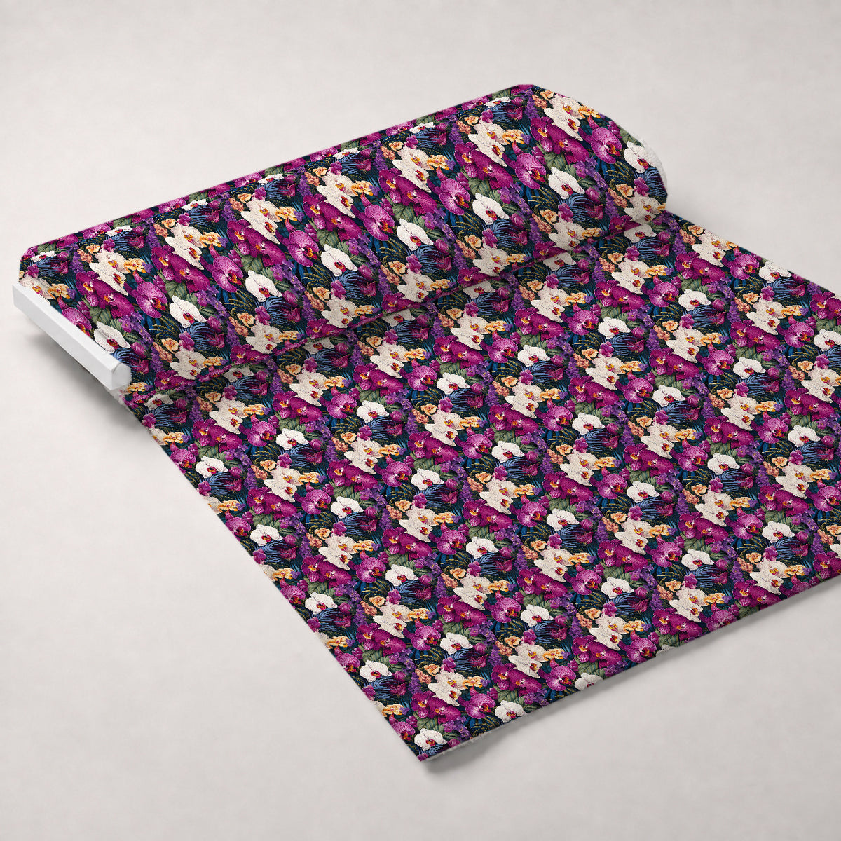 Midnight Jungle Blooms Pattern 2 Minky Fabric — plush minky unrolled bolt preview (mv-minky-v1:bolt)
