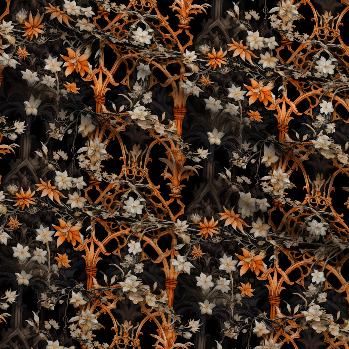Midnight Marigolds Pattern 5 Minky Fabric — plush minky folded close-up preview (mv-minky-v1:lying)