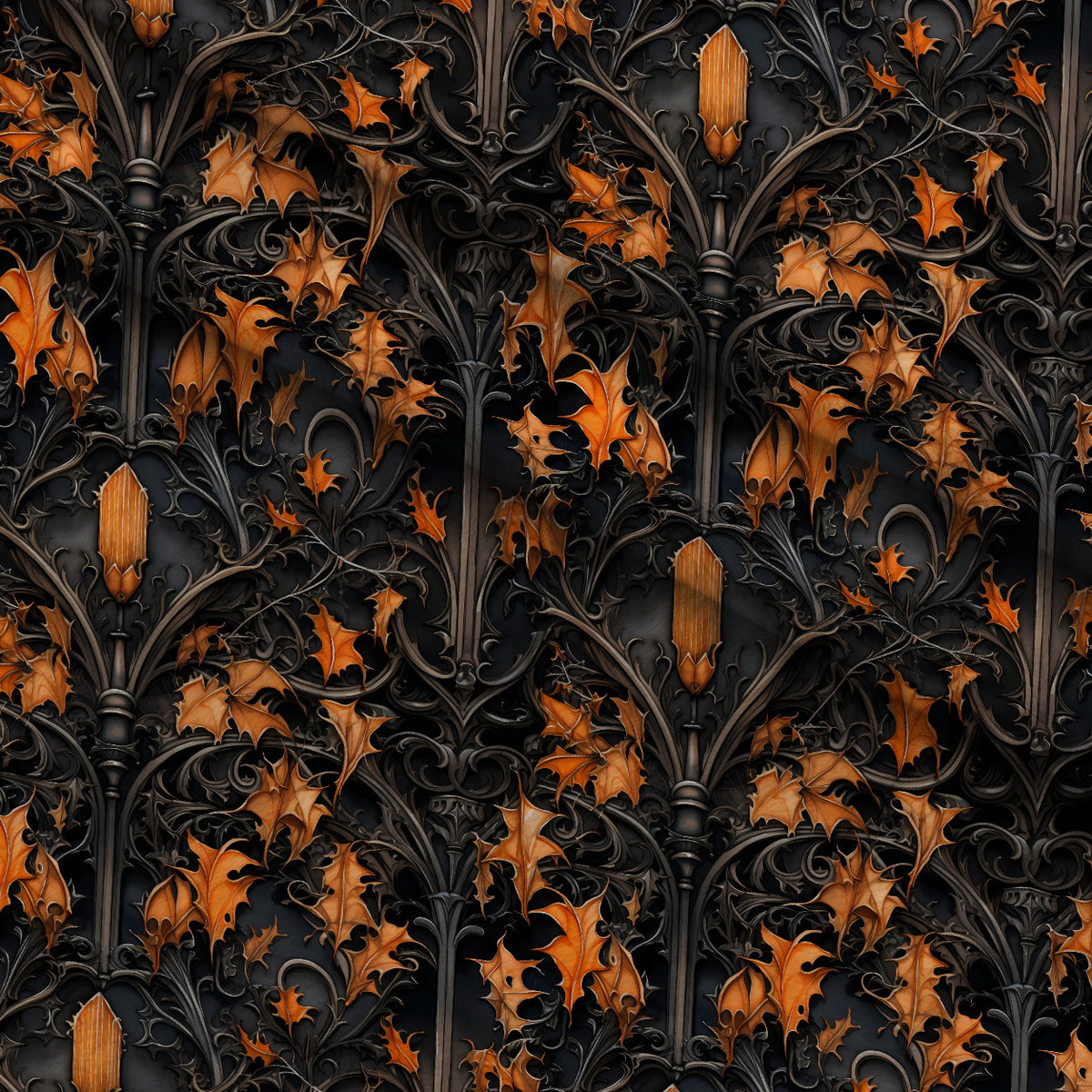 Midnight Marigolds Pattern 6 Minky Fabric — plush minky folded close-up preview (mv-minky-v1:lying)
