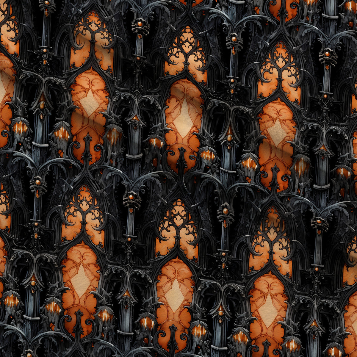Midnight Marigolds Pattern 8 Minky Fabric — plush minky folded close-up preview (mv-minky-v1:lying)
