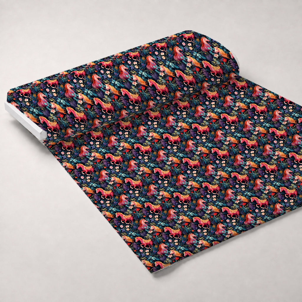 Midnight Meadow Gallop Pattern 1 Minky Fabric — plush minky unrolled bolt preview (mv-minky-v1:bolt)