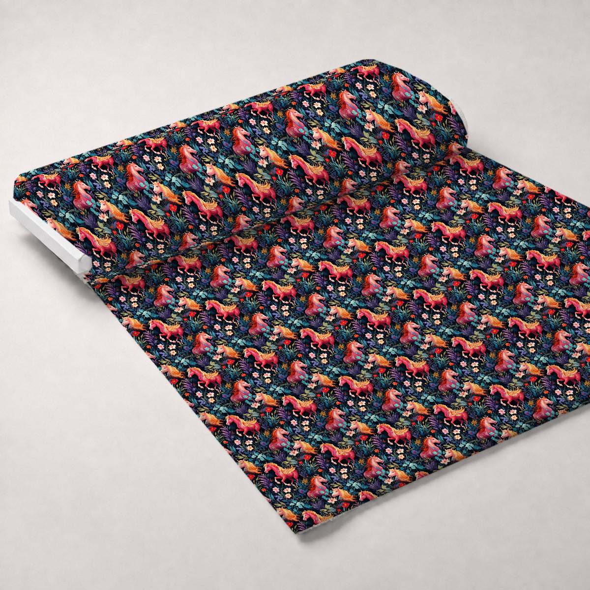 Midnight Meadow Gallop Pattern 1 Minky Fabric — plush minky unrolled bolt preview (mv-minky-v1:bolt)