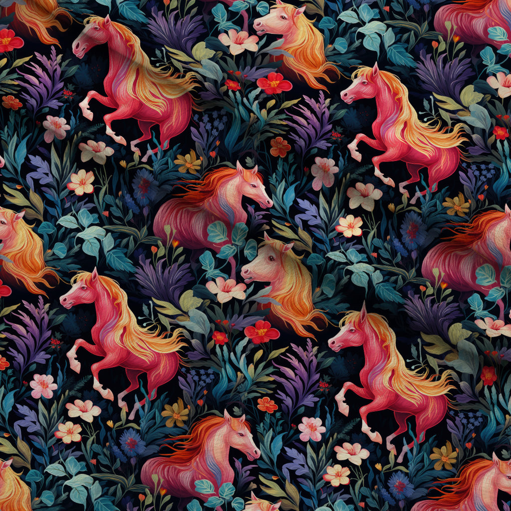 Midnight Meadow Gallop Pattern 1 Minky Fabric — plush minky folded close-up preview (mv-minky-v1:lying)