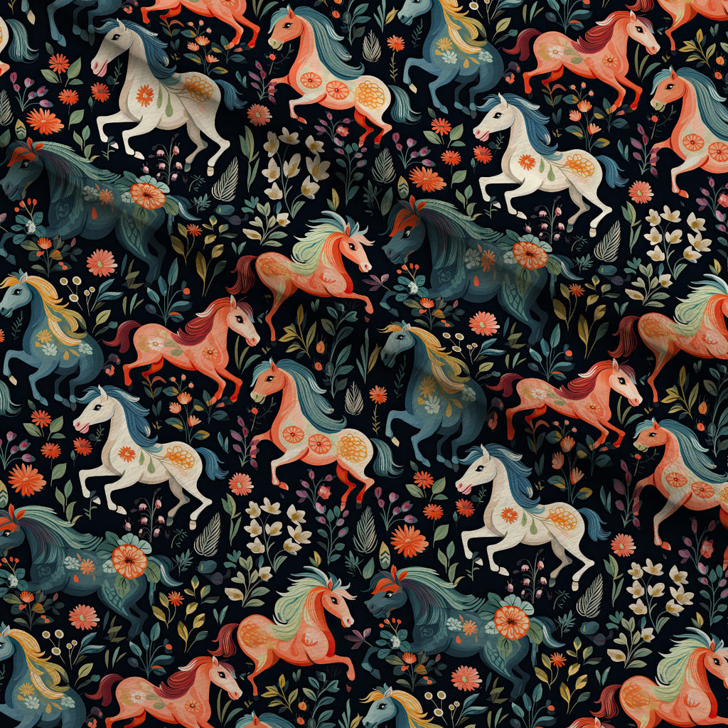 Midnight Meadow Gallop Pattern 12 Minky Fabric — plush minky folded close-up preview (mv-minky-v1:lying)