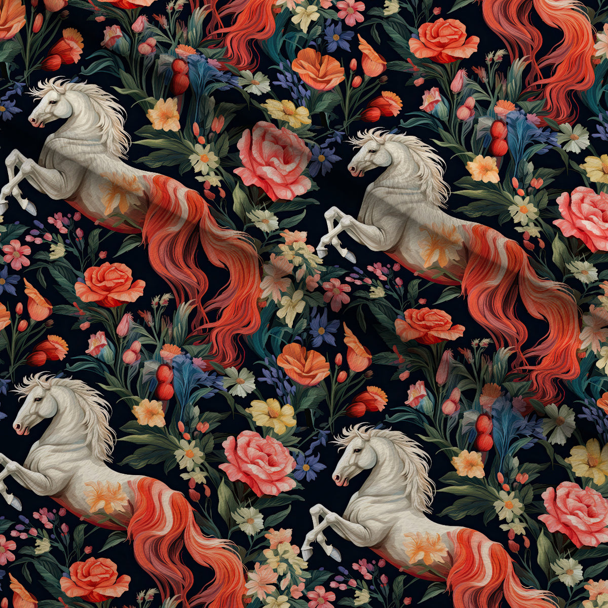 Midnight Meadow Gallop Pattern 3 Minky Fabric — plush minky folded close-up preview (mv-minky-v1:lying)