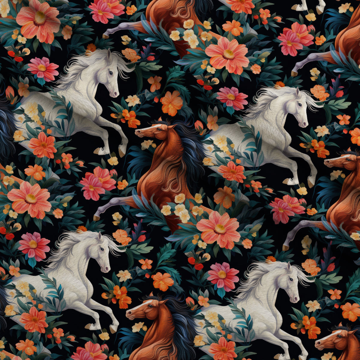 Midnight Meadow Gallop Pattern 6 Minky Fabric — plush minky folded close-up preview (mv-minky-v1:lying)