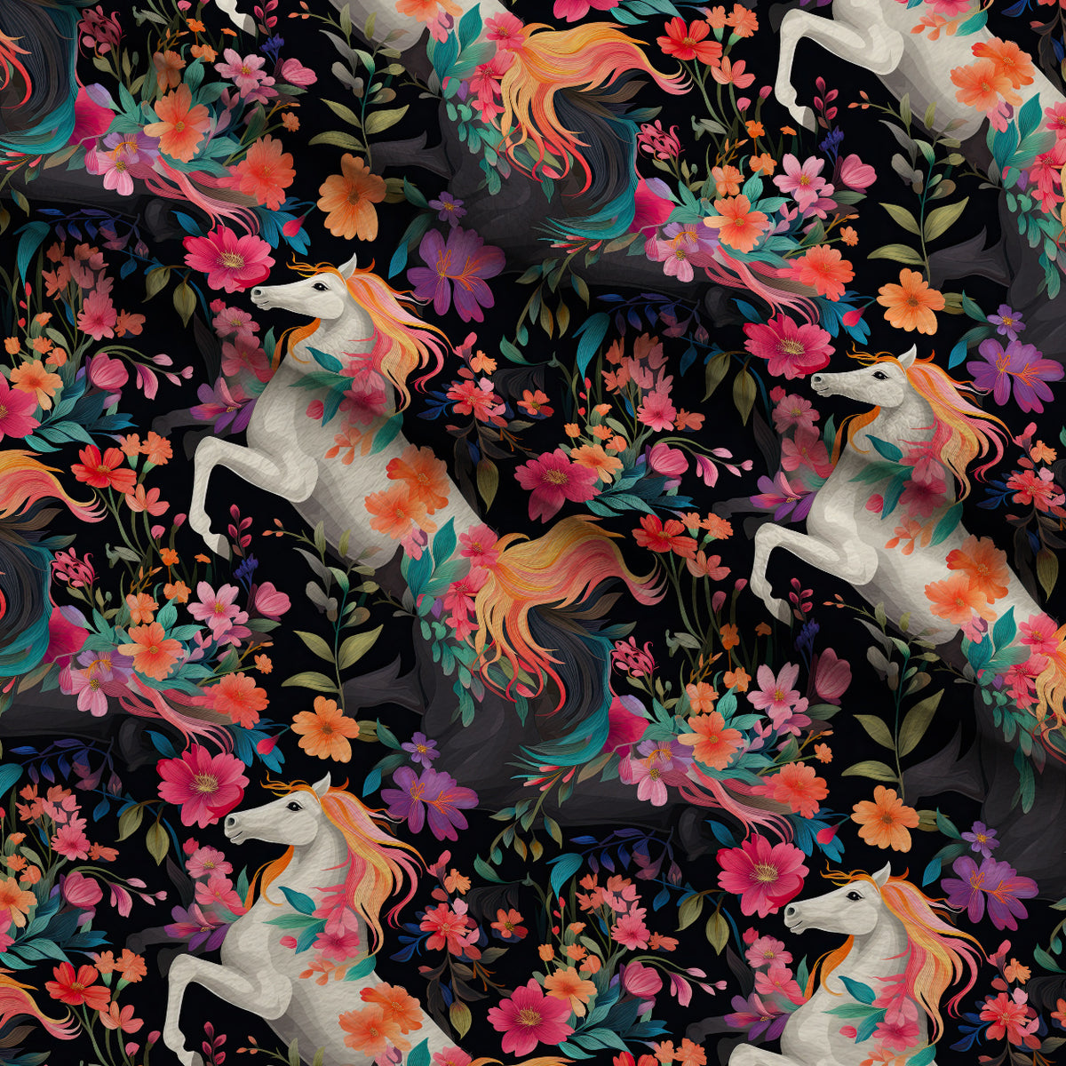 Midnight Meadow Gallop Pattern 7 Minky Fabric — plush minky folded close-up preview (mv-minky-v1:lying)