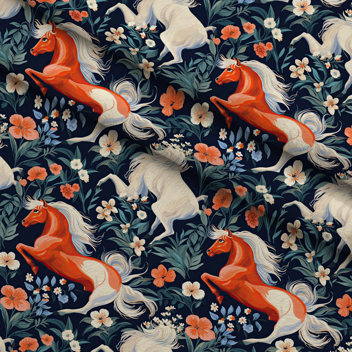 Midnight Meadow Gallop Pattern 9 Minky Fabric — plush minky folded close-up preview (mv-minky-v1:lying)