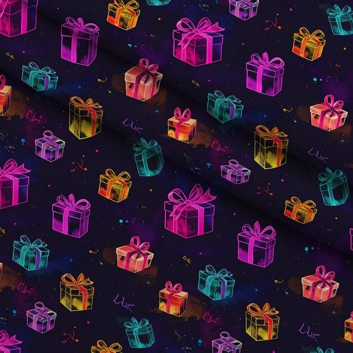 Midnight Merry Lights Pattern 20 Minky Fabric — plush minky folded close-up preview (mv-minky-v1:lying)