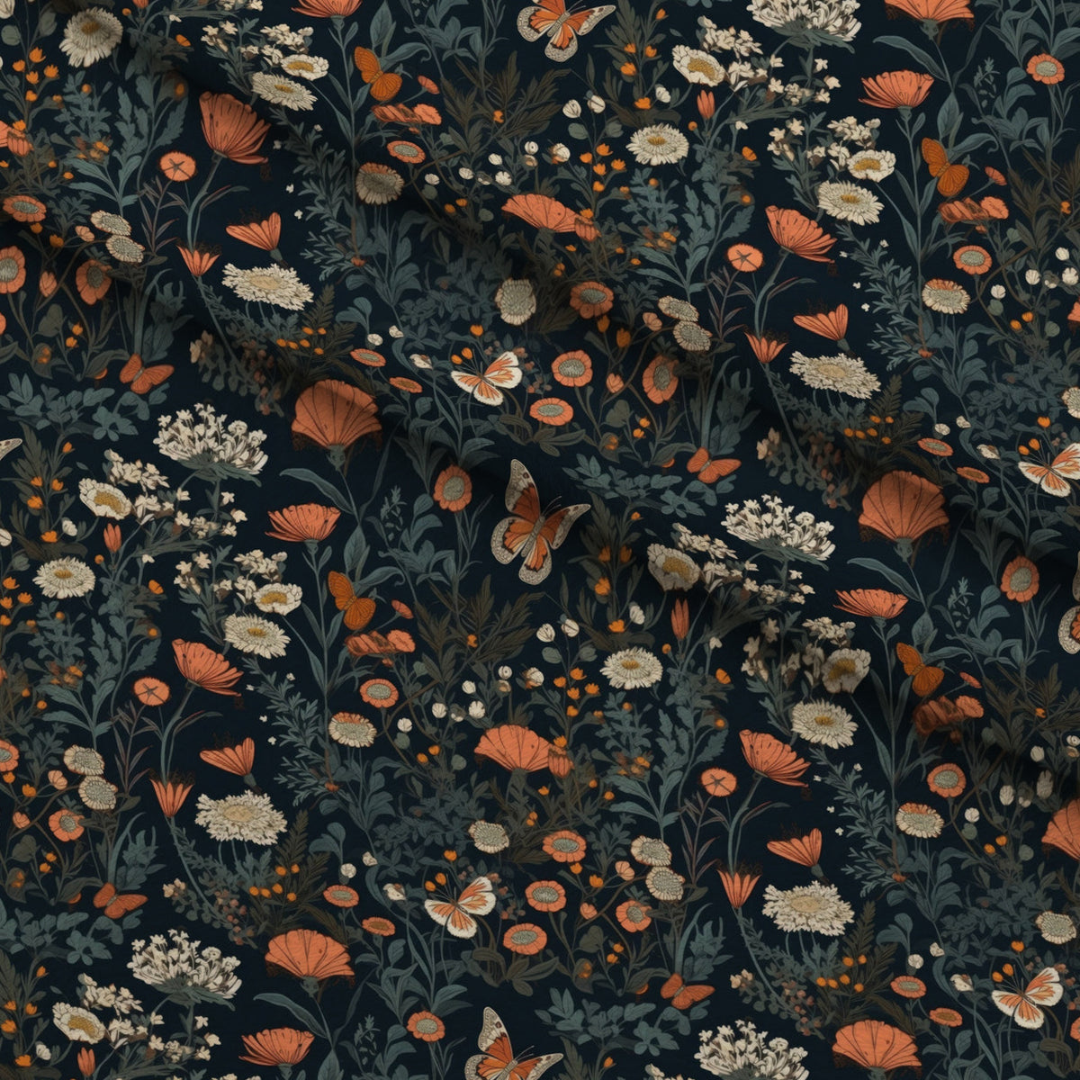 Midnight Monarchs Pattern 1 Minky Fabric — plush minky folded close-up preview (mv-minky-v1:lying)