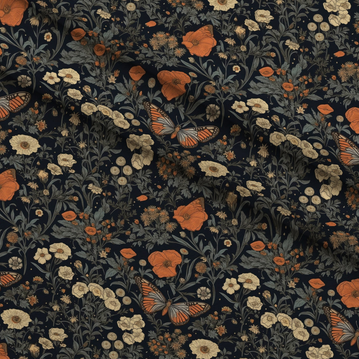 Midnight Monarchs Pattern 10 Minky Fabric — plush minky folded close-up preview (mv-minky-v1:lying)