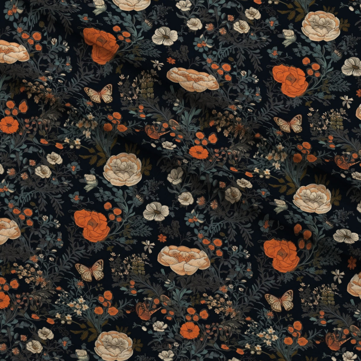 Midnight Monarchs Pattern 2 Minky Fabric — plush minky folded close-up preview (mv-minky-v1:lying)
