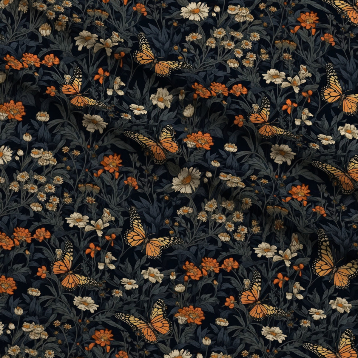 Midnight Monarchs Pattern 3 Minky Fabric — plush minky folded close-up preview (mv-minky-v1:lying)