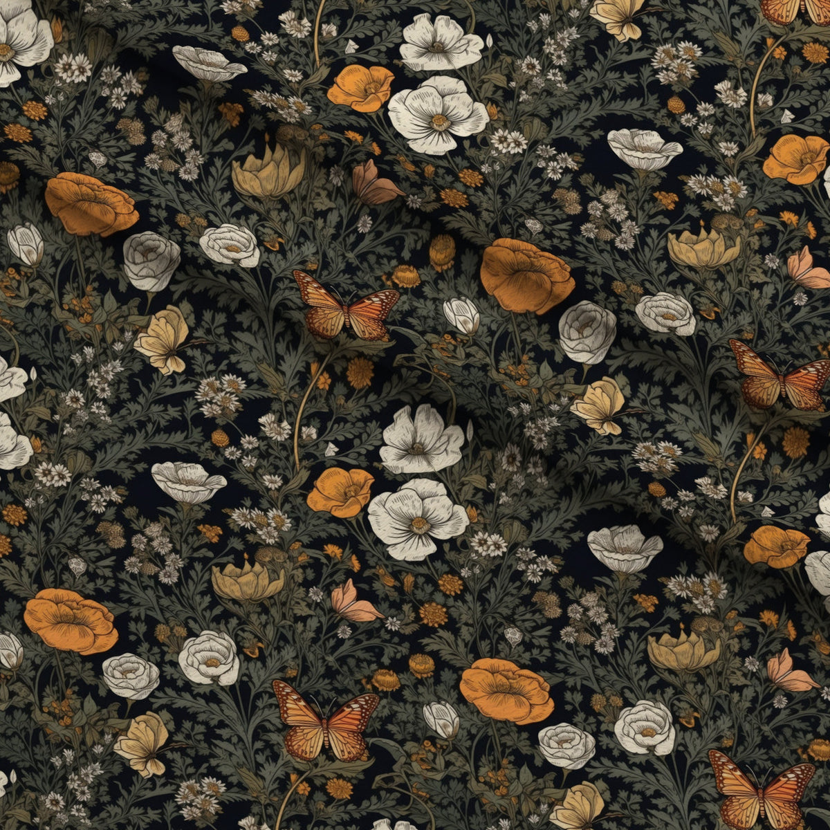 Midnight Monarchs Pattern 4 Minky Fabric — plush minky folded close-up preview (mv-minky-v1:lying)
