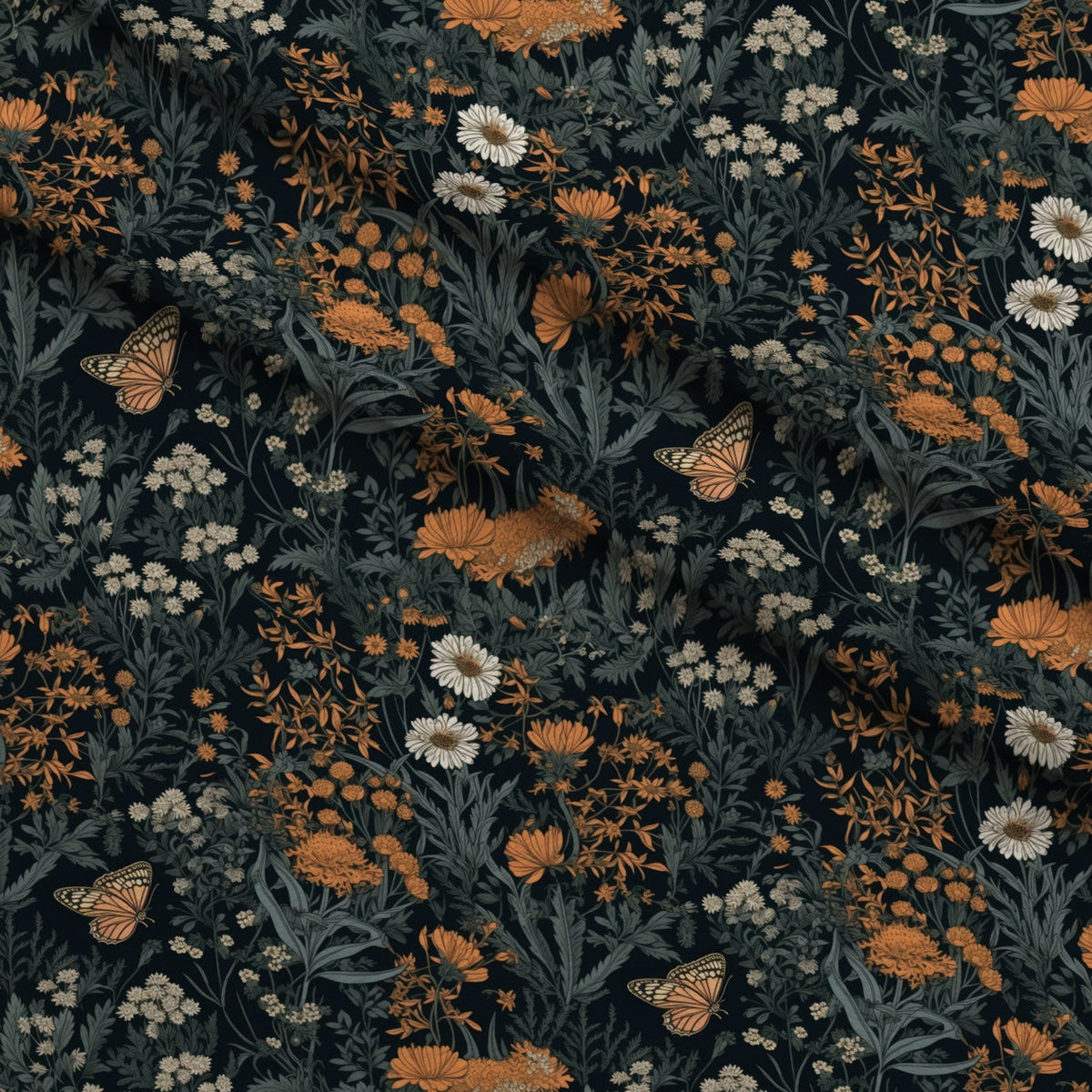 Midnight Monarchs Pattern 5 Minky Fabric — plush minky folded close-up preview (mv-minky-v1:lying)