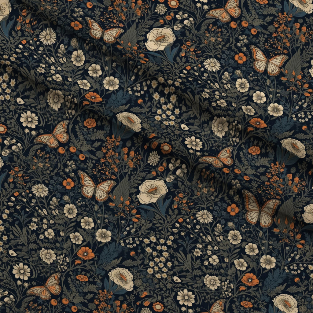Midnight Monarchs Pattern 6 Minky Fabric — plush minky folded close-up preview (mv-minky-v1:lying)