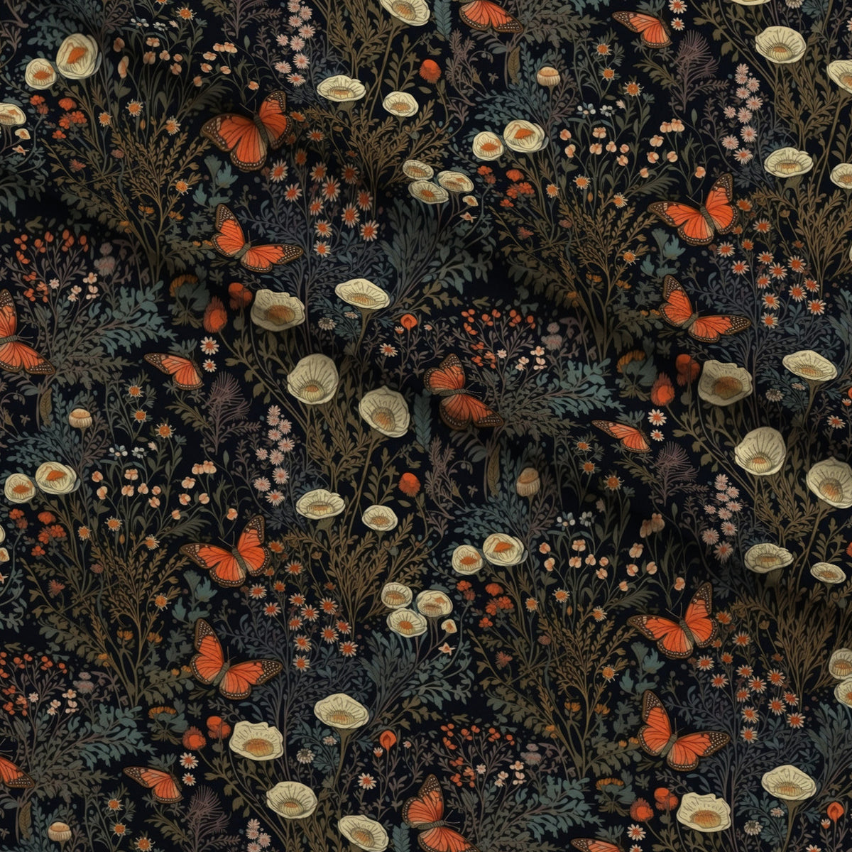 Midnight Monarchs Pattern 7 Minky Fabric — plush minky folded close-up preview (mv-minky-v1:lying)