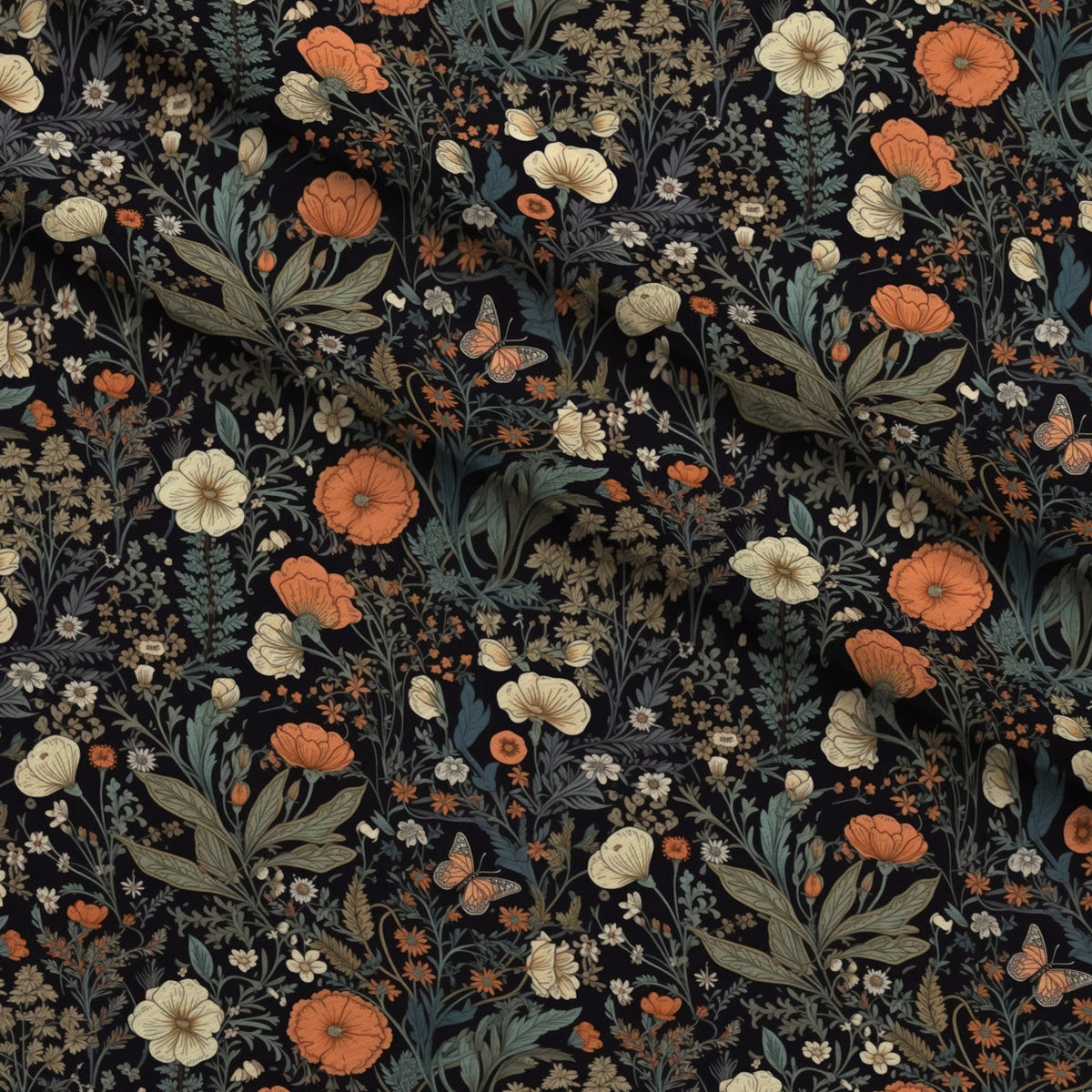 Midnight Monarchs Pattern 8 Minky Fabric — plush minky folded close-up preview (mv-minky-v1:lying)