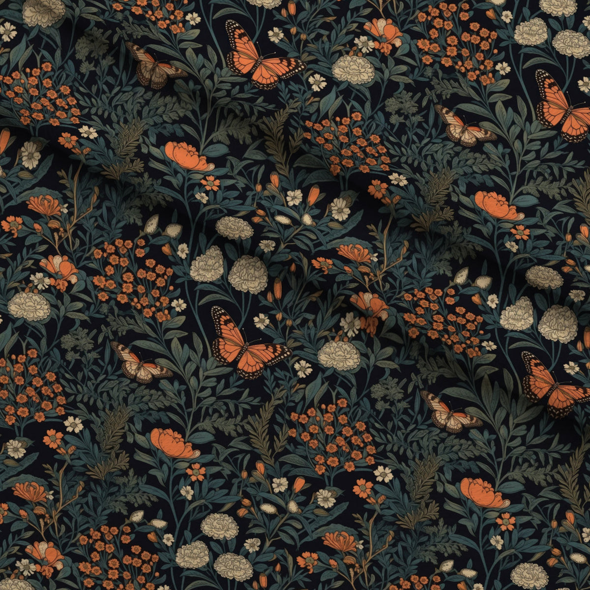 Midnight Monarchs Pattern 9 Minky Fabric — plush minky folded close-up preview (mv-minky-v1:lying)