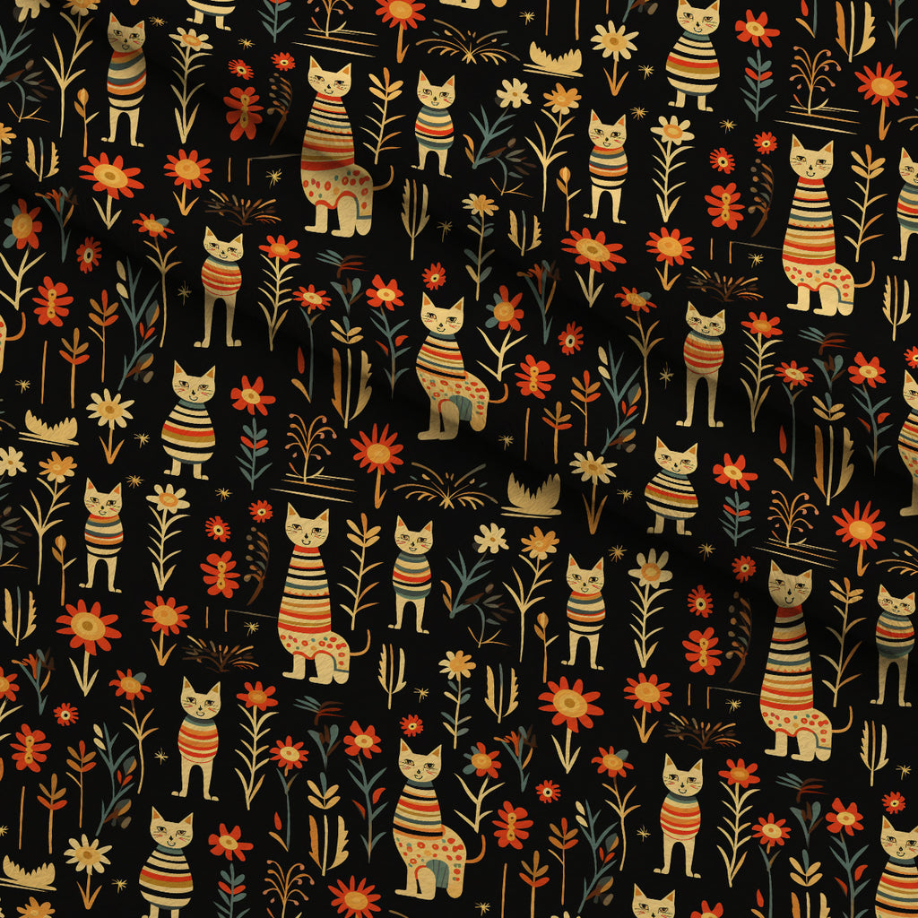 Midnight Nile Cats Pattern 10 Minky Fabric — plush minky folded close-up preview (mv-minky-v1:lying)