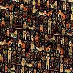 Midnight Nile Cats Pattern 2 Minky Fabric — plush minky folded close-up preview (mv-minky-v1:lying)