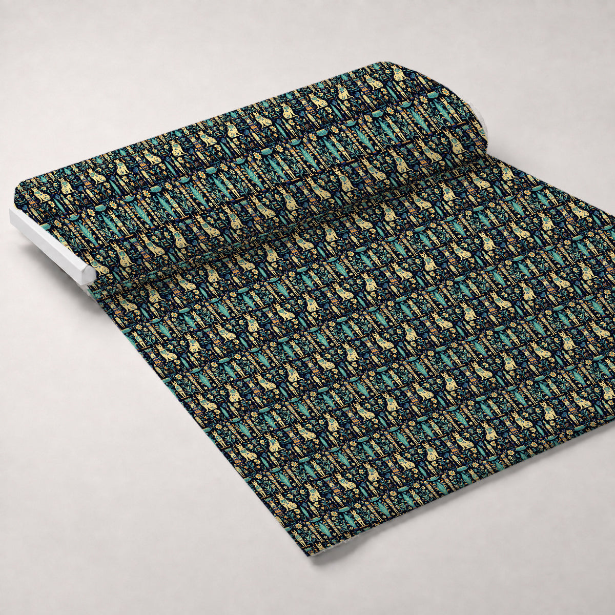 Midnight Nile Cats Pattern 7 Minky Fabric — plush minky unrolled bolt preview (mv-minky-v1:bolt)