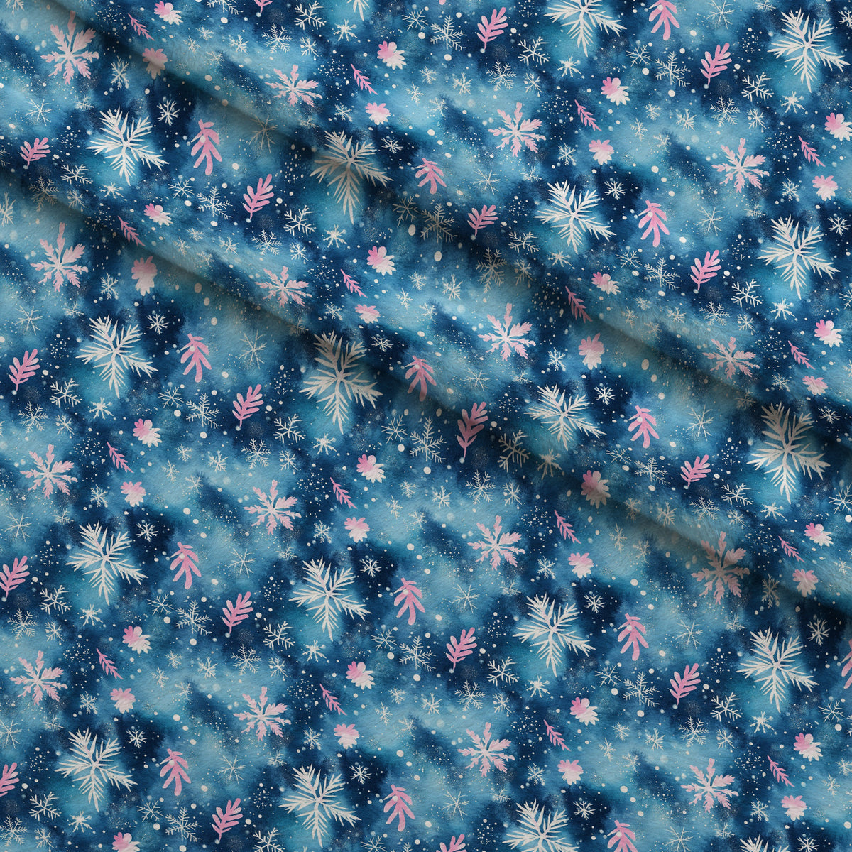 Midnight Poinsettia Pattern 10 Minky Fabric — plush minky folded close-up preview (mv-minky-v1:lying)