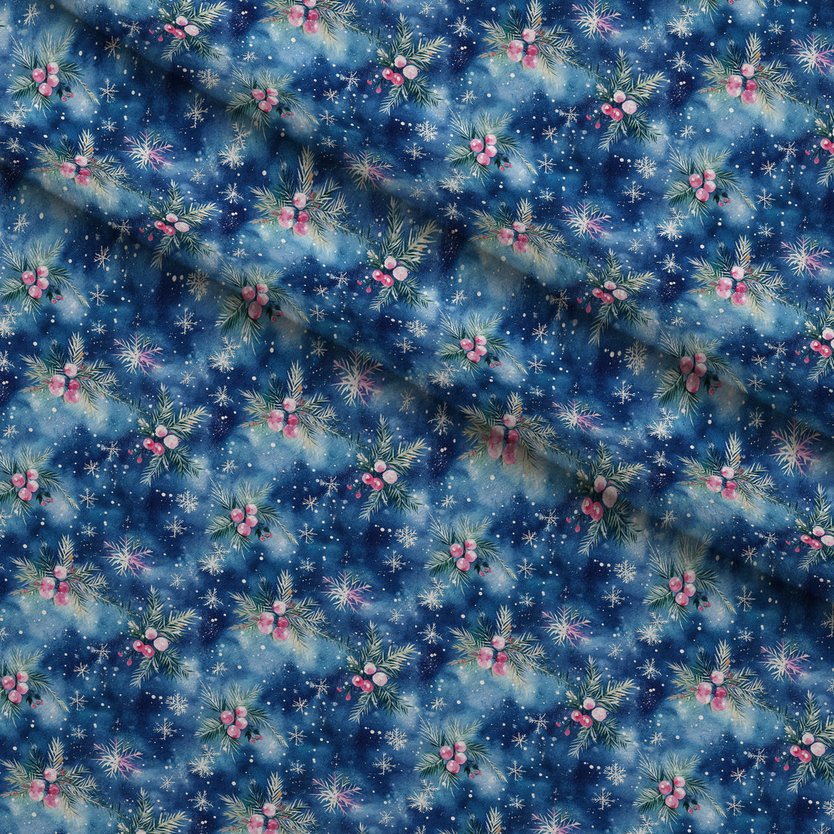 Midnight Poinsettia Pattern 3 Minky Fabric — plush minky folded close-up preview (mv-minky-v1:lying)