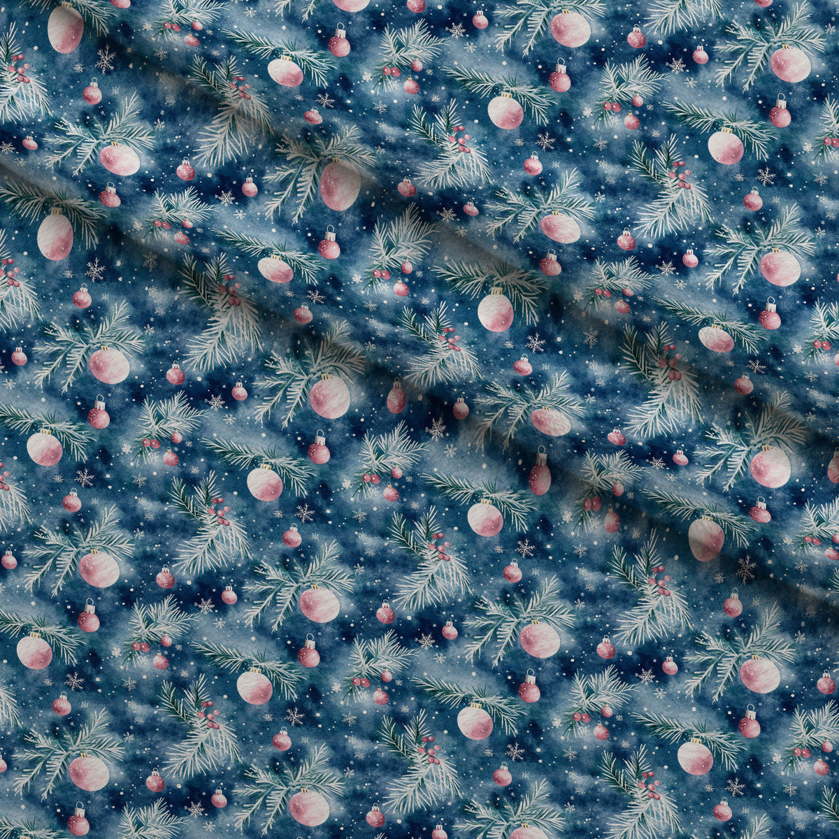 Midnight Poinsettia Pattern 7 Minky Fabric — plush minky folded close-up preview (mv-minky-v1:lying)