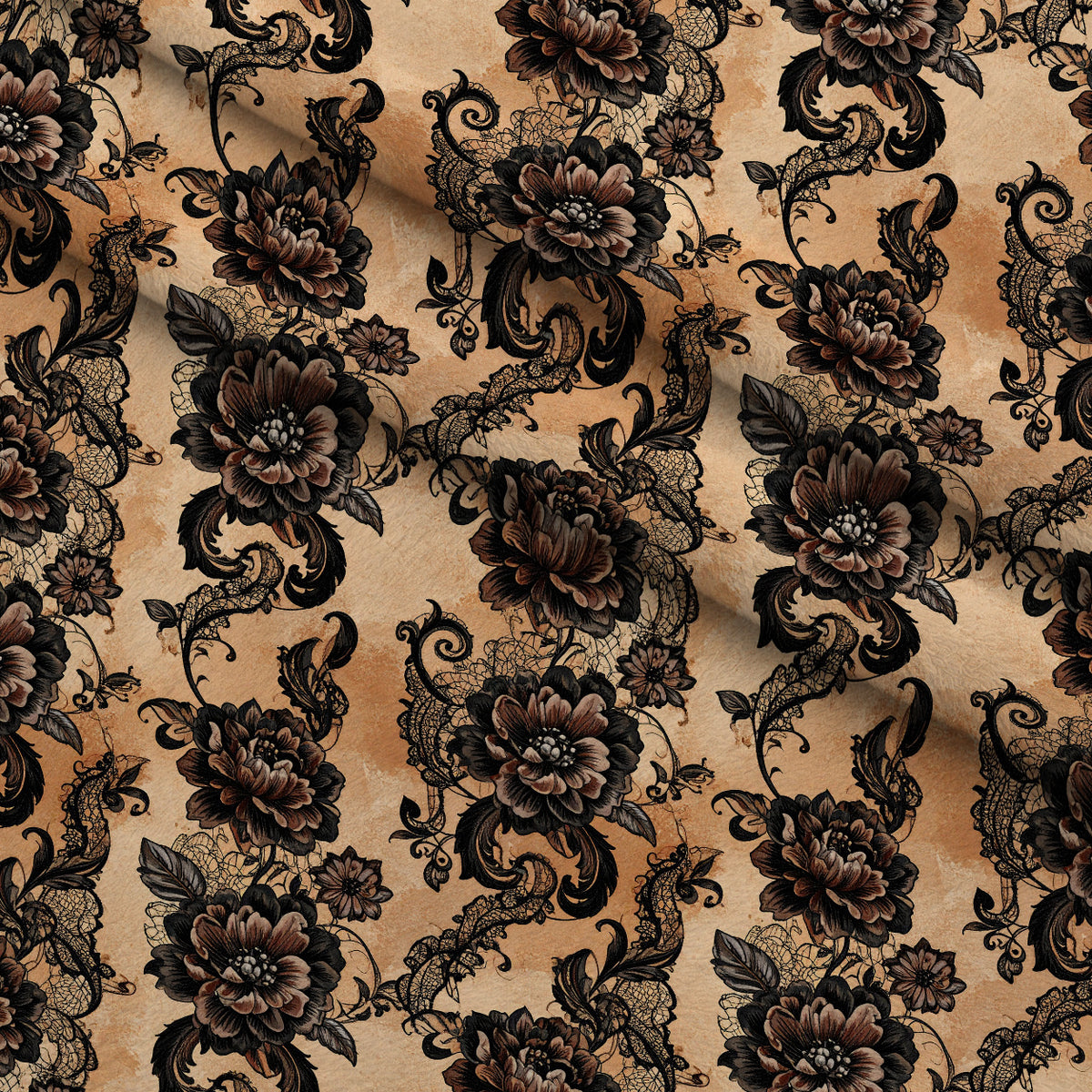 Midnight Rose Court Pattern 8 Minky Fabric — plush minky folded close-up preview (mv-minky-v1:lying)